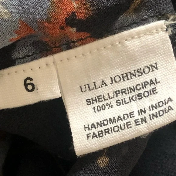 Ulla Johnson NWT Raine Blouse  Dark Floral 100% Silk Georgette Sheer Boho Top - Picture 3 of 9